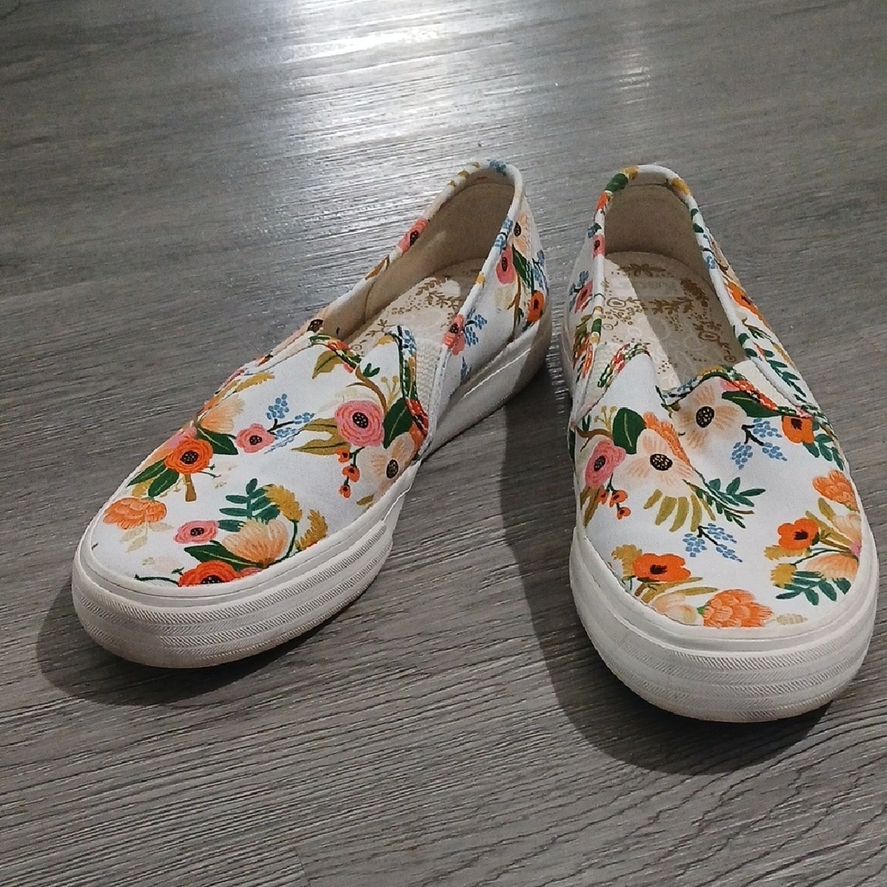 Keds Rifle Paper Co Floral Sneakers 62681 Multicolor Slip On Sz 7 NWOT